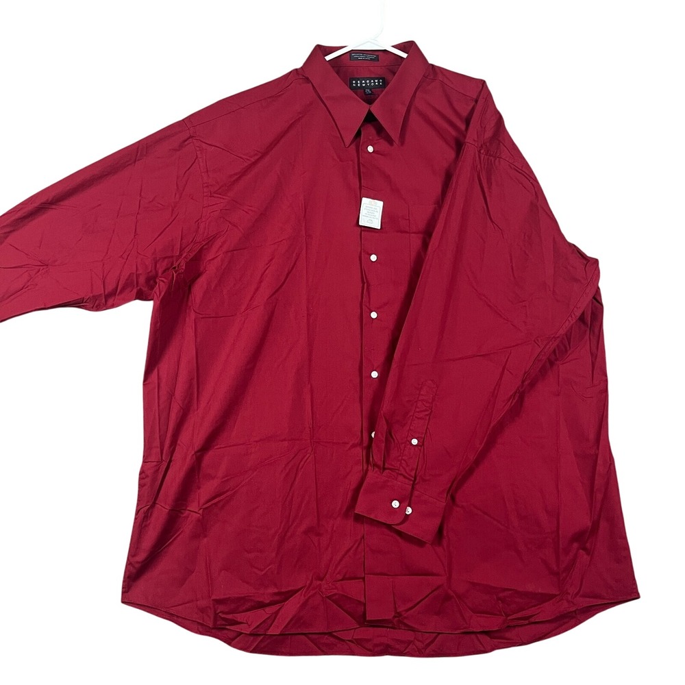Bergamo New York Mens Shirt 3XLT 19-19.5 36/37 Red Button Up Long Sleeve NEW‎